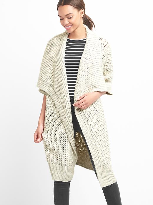 Image number 1 showing, Slouchy textured open-front cardigan