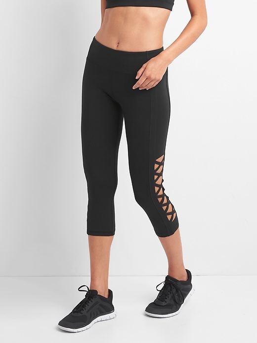 View large product image 1 of 7. gFast high rise Blackout cutout capris