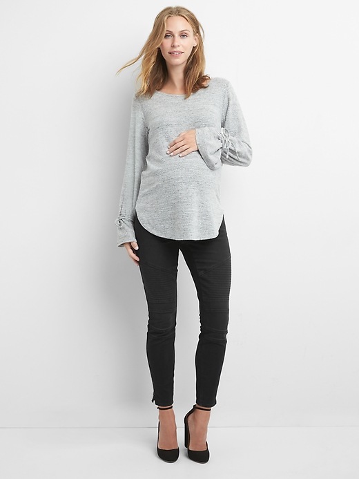 Image number 3 showing, Maternity inset panel moto true skinny ankle jeans