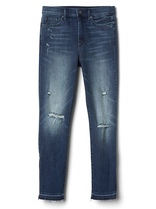 Image number 6 showing, Super High Rise True Skinny Ankle Jeans with Destruction