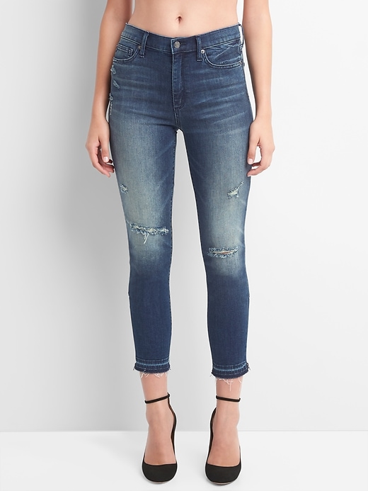 Image number 7 showing, Super High Rise True Skinny Ankle Jeans with Destruction