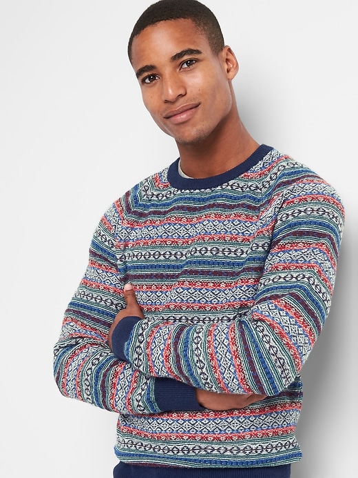 View large product image 1 of 1. Fair Isle crewneck sweater