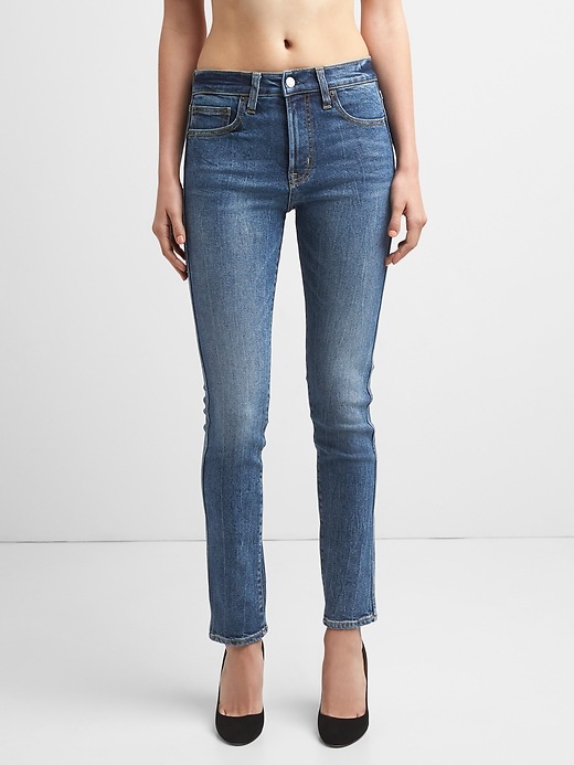 Image number 7 showing, High Rise Slim Straight Jeans