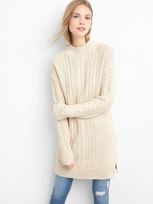 Image number 7 showing, Mockneck cable-knit sweater dress