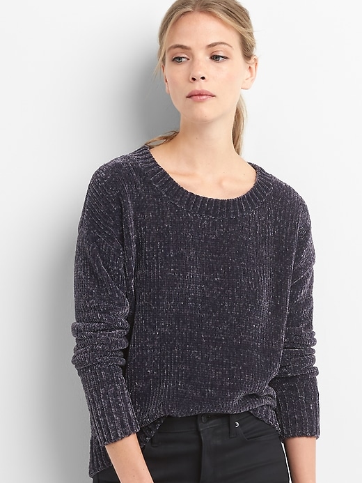 Image number 1 showing, Chenille crewneck sweater