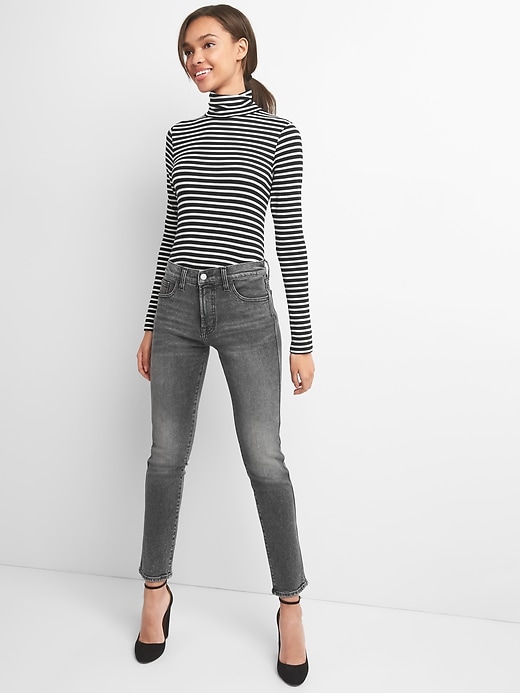 Image number 3 showing, High Rise Slim Straight Jeans