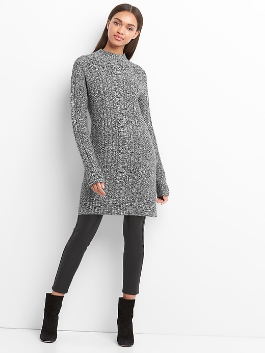 Image number 3 showing, Mockneck cable-knit sweater dress