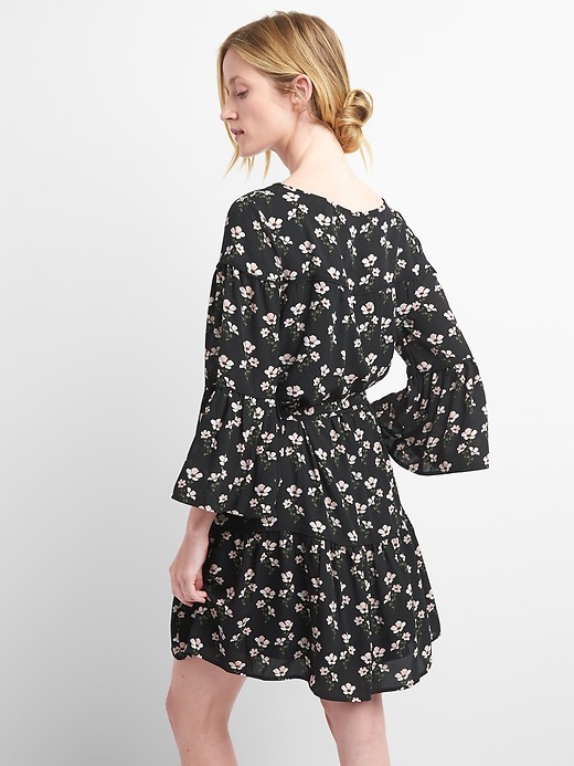 Image number 2 showing, Floral bell-sleeve tiered dress