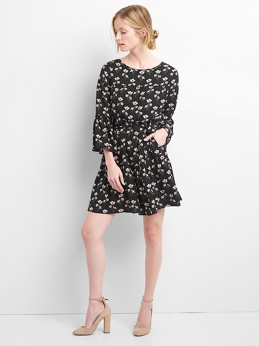 Image number 3 showing, Floral bell-sleeve tiered dress