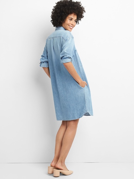 Image number 2 showing, Long Sleeve Pullover Denim Shirtdress