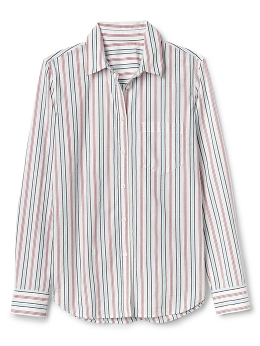 Image number 6 showing, New Fitted Boyfriend Stripe Shirt in Poplin