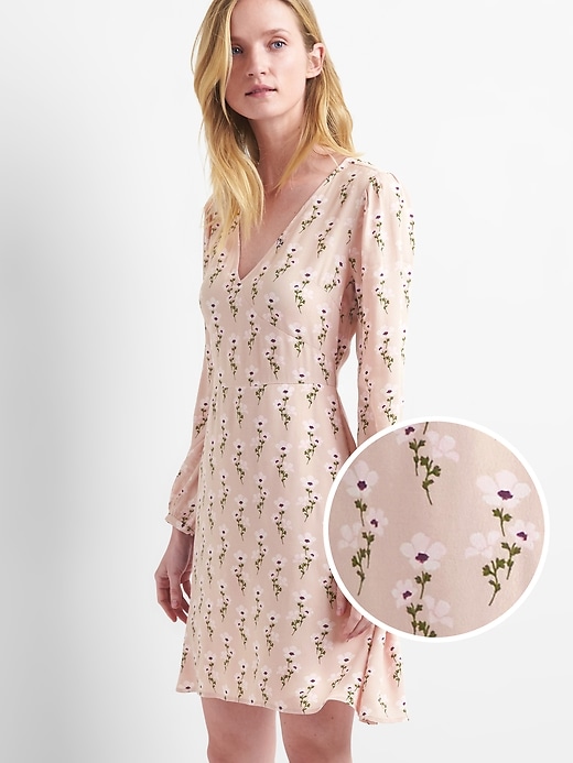 Image number 1 showing, Floral long sleeve fit and flare dress