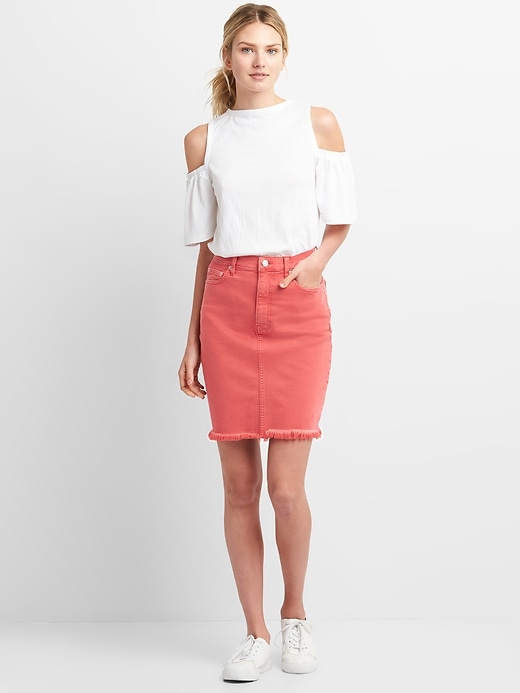 Image number 3 showing, Color Denim Pencil Skirt
