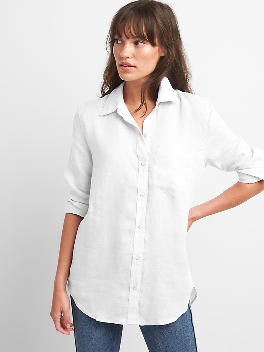 Image number 9 showing, Oversize Boyfriend Shirt in Linen