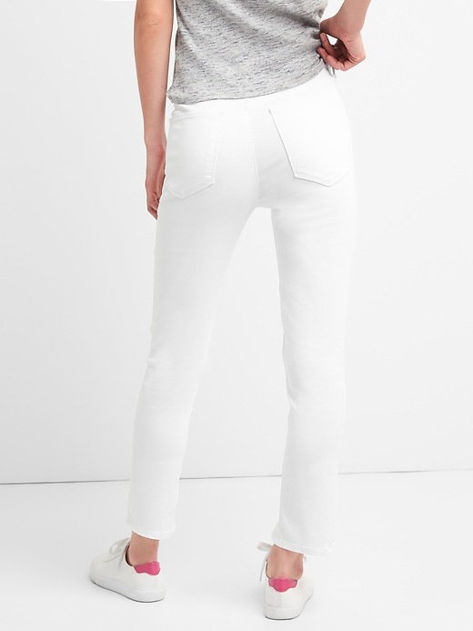 Image number 2 showing, High Rise True Skinny Ankle Jeans with Slit Hem