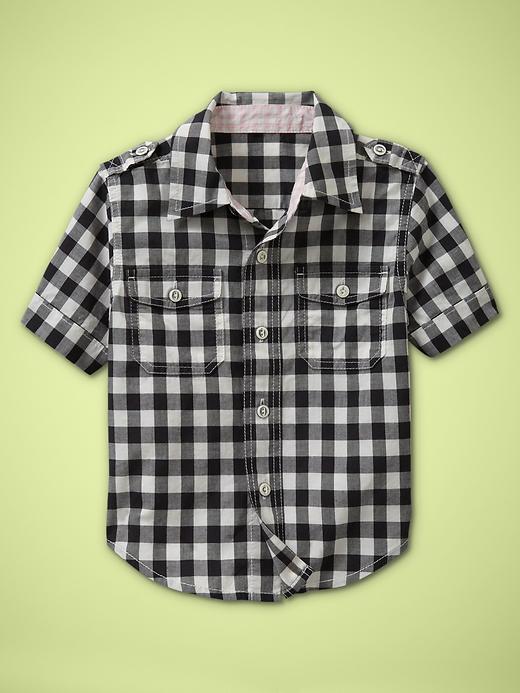 View large product image 1 of 1. Gingham short-sleeve shirt