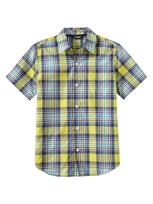 View large product image 1 of 1. Short-sleeve bright checked plaid shirt