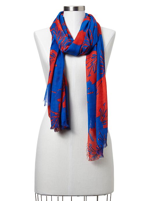 View large product image 1 of 1. Tropical floral print scarf