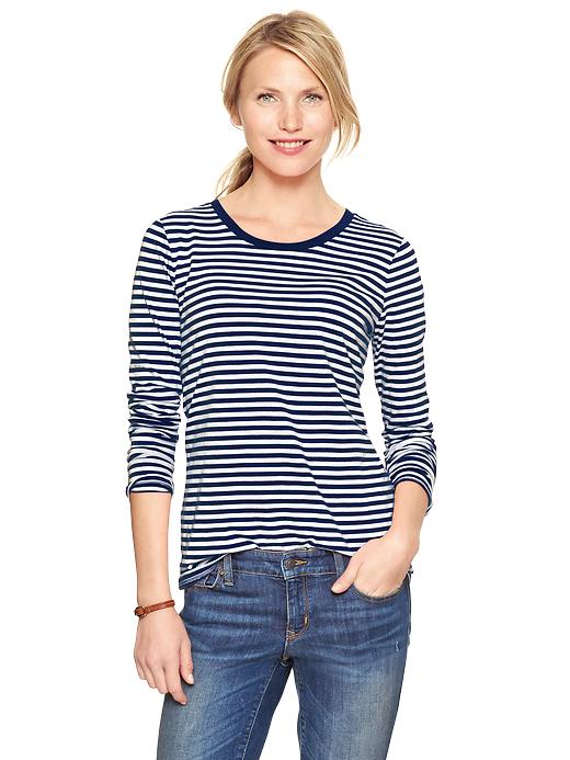 View large product image 1 of 1. Essential stripe long-sleeve T