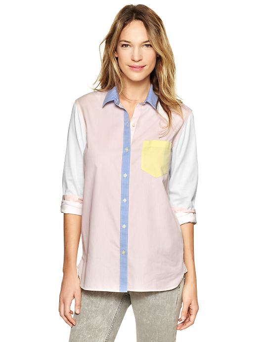 Image number 1 showing, Colorblock boyfriend shirt