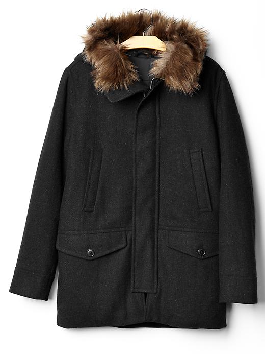 Image number 3 showing, Wool fur trim jacket
