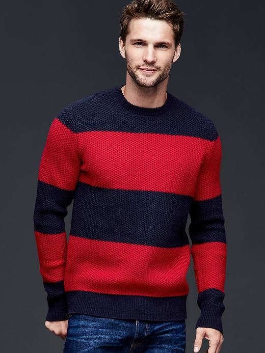 Image number 1 showing, Textured rugby crew sweater