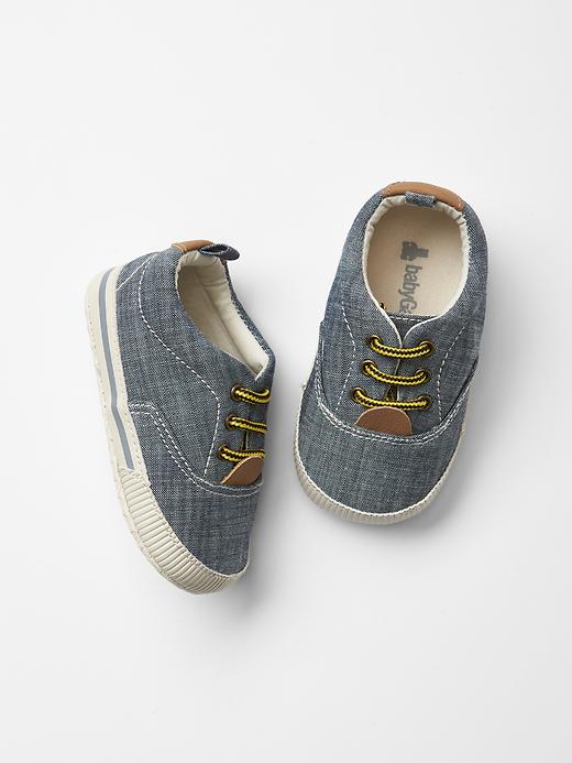 View large product image 1 of 1. Chambray sneakers