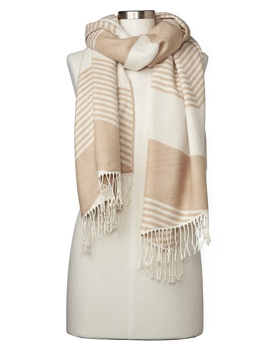 View large product image 1 of 1. Cozy colorblock stripe scarf