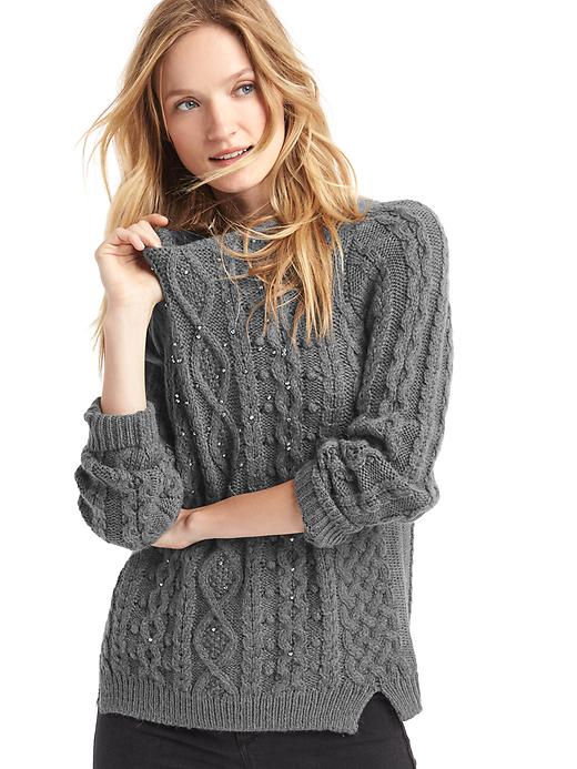 Image number 5 showing, Beaded cable knit sweater