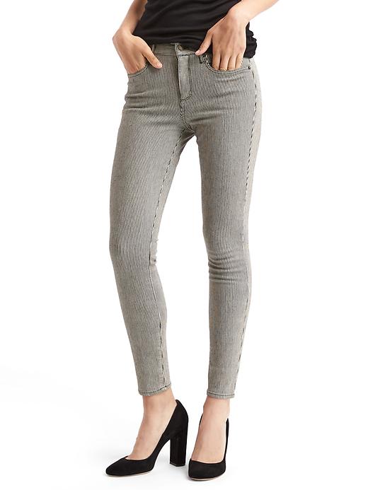 Image number 1 showing, Mid rise railroad stripe true skinny ankle jeans