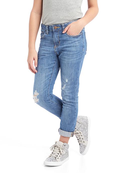 Image number 1 showing, Kids Destructed Girlfriend Jeans with Fantastiflex