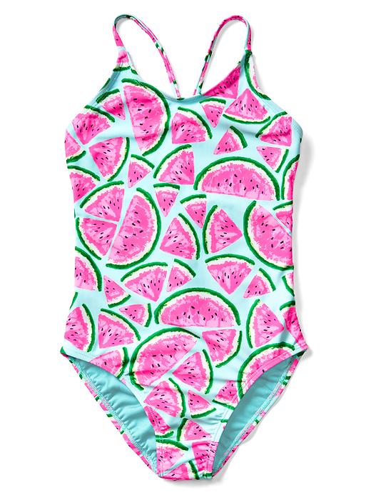 Image number 1 showing, Watermelon racerback swim one-piece