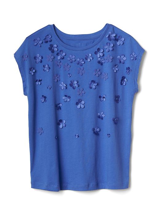 View large product image 1 of 1. Floral embellished cap tee