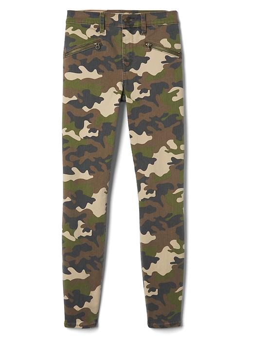 Image number 6 showing, Mid rise camo zip true skinny jeans
