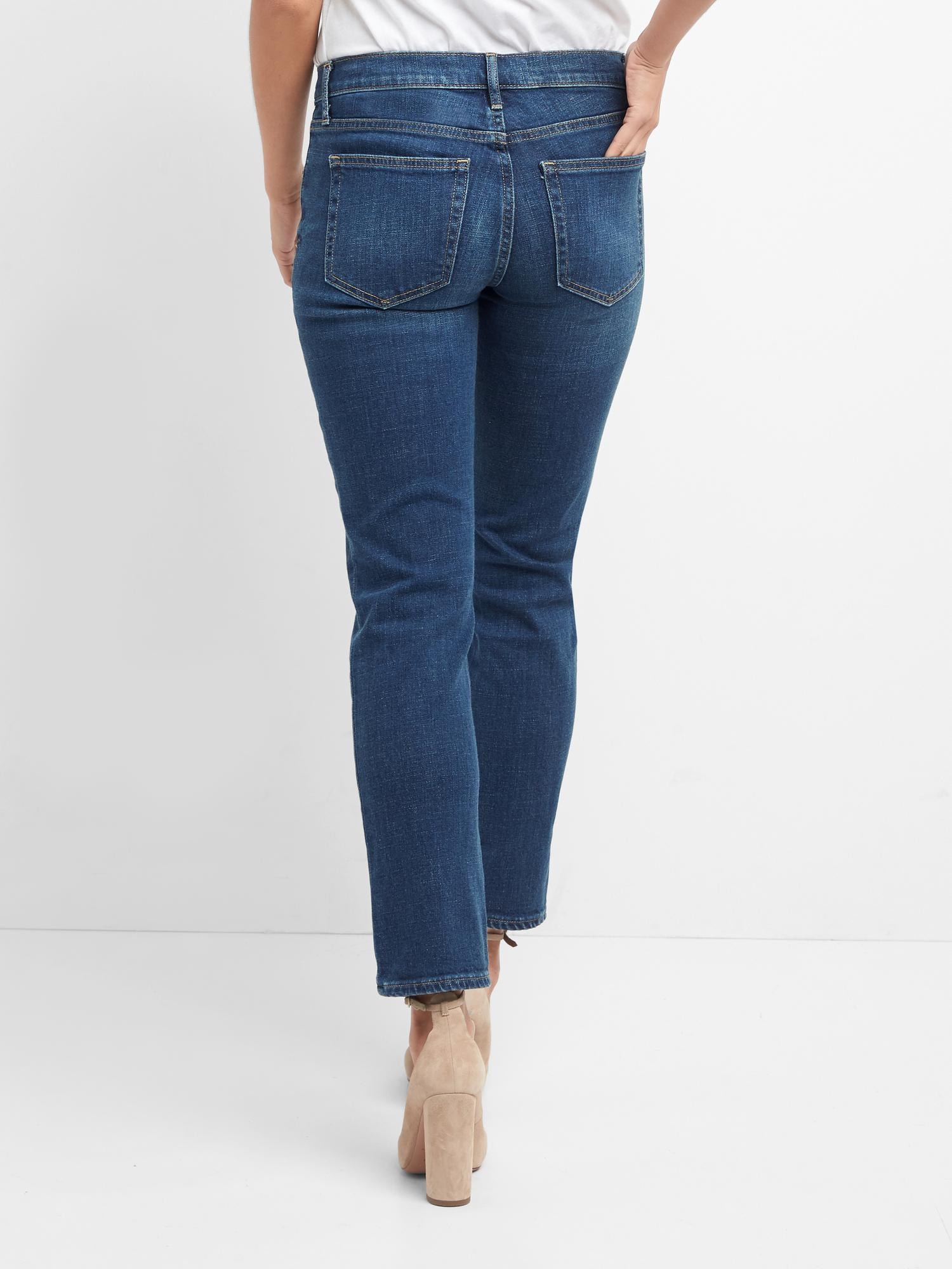 Gap Jeans Women 29 Mid Rise Real Straight Blue Stretch
