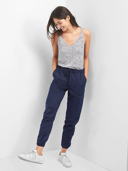 Image number 3 showing, Cotton-linen utility joggers