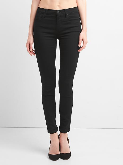 Image number 7 showing, Mid Rise True Skinny Jeans in Everblack