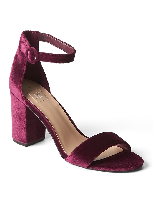 Image number 1 showing, Velvet block heel sandal