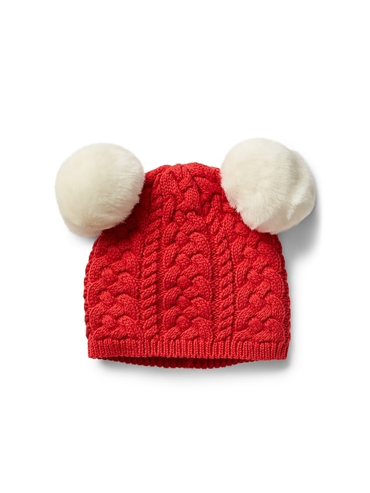 Image number 1 showing, Pom-pom cable knit beanie