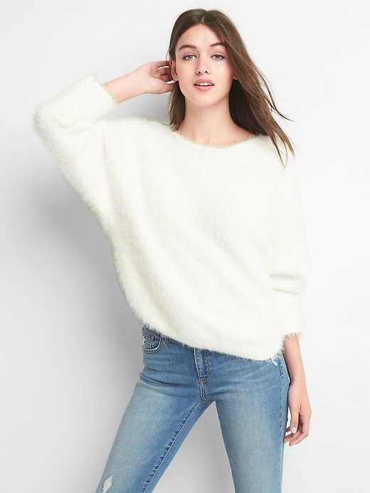 Image number 7 showing, Boatneck feathered yarn sweater