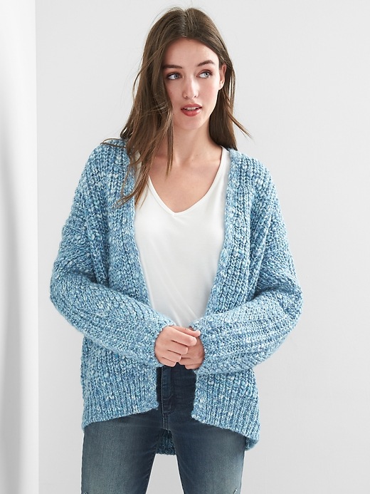 View large product image 1 of 1. Slouchy open-front cardigan