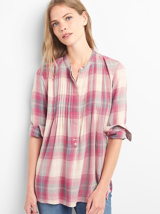 Image number 7 showing, Plaid pintuck long sleeve shirt