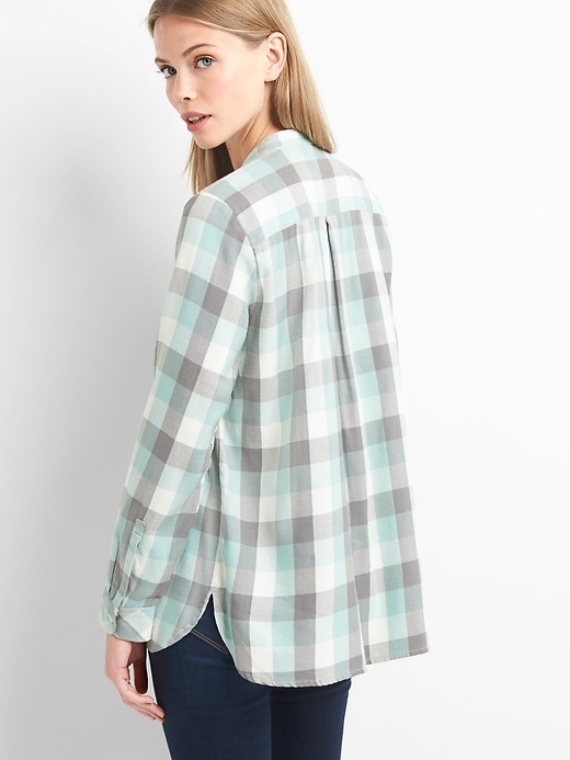 Image number 2 showing, Plaid pintuck long sleeve shirt