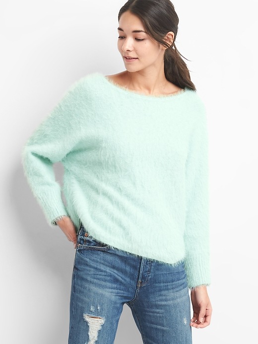 Image number 1 showing, Boatneck feathered yarn sweater