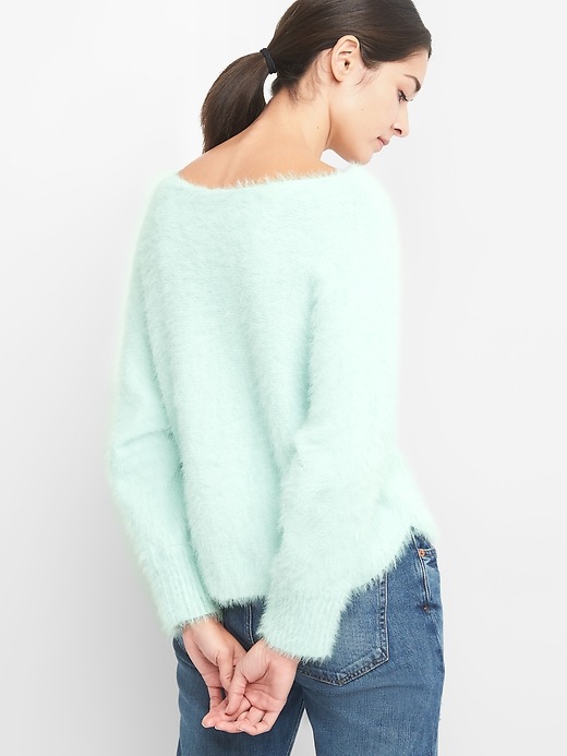 Image number 2 showing, Boatneck feathered yarn sweater
