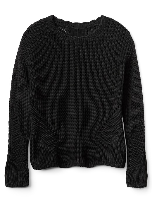 Image number 6 showing, Textured Split-Back Crewneck Sweater