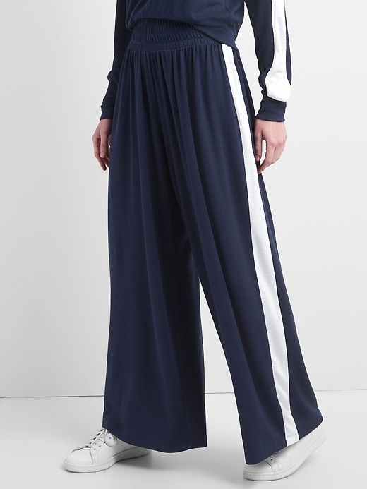 View large product image 1 of 1. Extra-Wide Leg Softspun Pants with Side Stripe