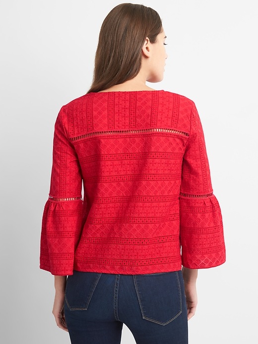 Image number 2 showing, Eyelet bell-sleeve top