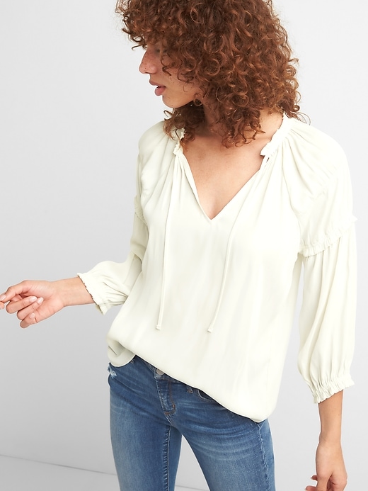 satin peasant top