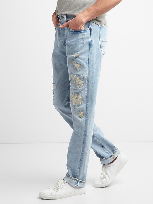 Image number 5 showing, Limited-Edition Distressed Cone Denim&#174 Selvedge Slim Jeans with GapFlex